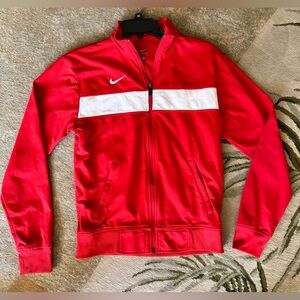 Nike Red Zip Up Track Jacket White Stripe Athletic Jacket Women’s Small